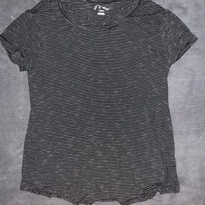 black and white striped top